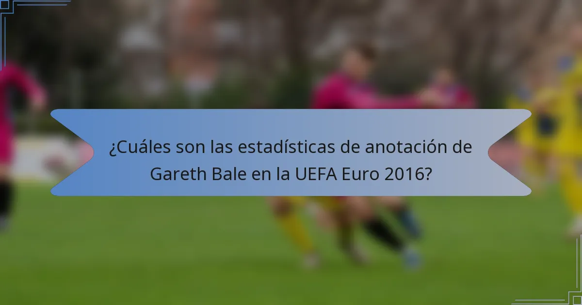 ¿Cuáles son las estadísticas de anotación de Gareth Bale en la UEFA Euro 2016?